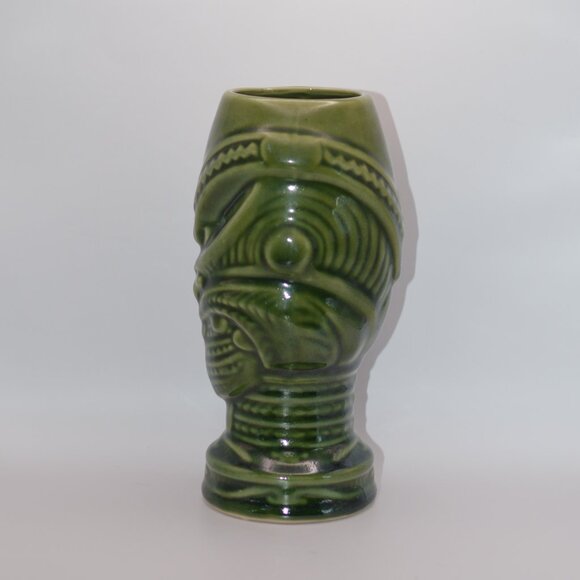 Orchids of Hawaii 1960s Green 7.5 inch Tiki (R-1 Headhunter Mug Maori Warrior) - Picture 2 of 7